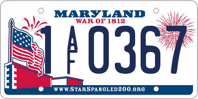 MD license plate 1AF0367