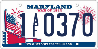 MD license plate 1AF0370