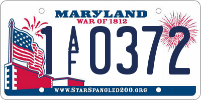 MD license plate 1AF0372