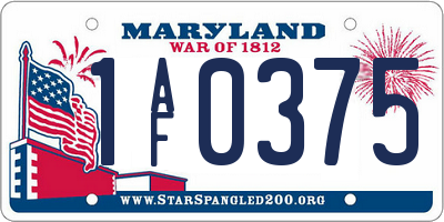 MD license plate 1AF0375