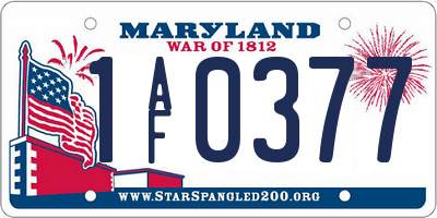 MD license plate 1AF0377
