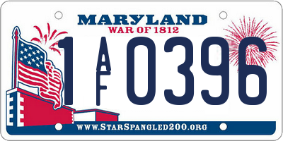 MD license plate 1AF0396