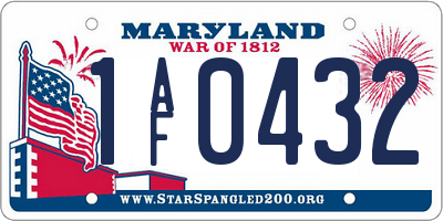 MD license plate 1AF0432