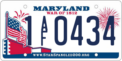 MD license plate 1AF0434