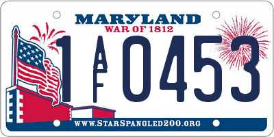 MD license plate 1AF0453
