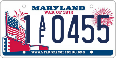 MD license plate 1AF0455