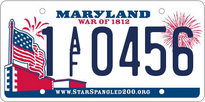 MD license plate 1AF0456