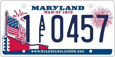 MD license plate 1AF0457