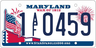 MD license plate 1AF0459