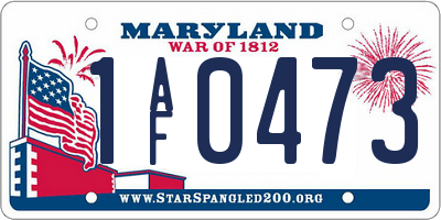 MD license plate 1AF0473