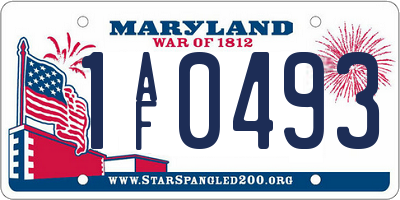 MD license plate 1AF0493