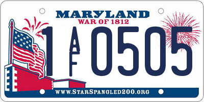 MD license plate 1AF0505