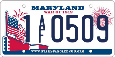 MD license plate 1AF0509