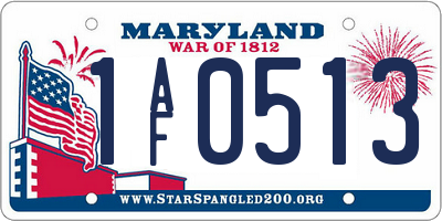 MD license plate 1AF0513