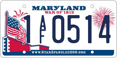MD license plate 1AF0514