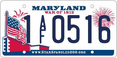 MD license plate 1AF0516