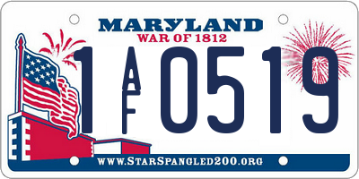 MD license plate 1AF0519