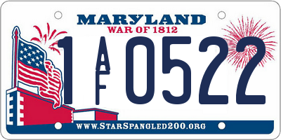 MD license plate 1AF0522