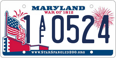 MD license plate 1AF0524