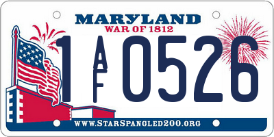 MD license plate 1AF0526