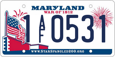 MD license plate 1AF0531