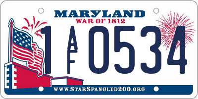 MD license plate 1AF0534