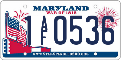 MD license plate 1AF0536