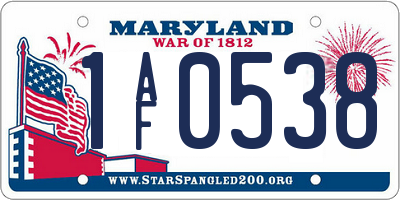 MD license plate 1AF0538