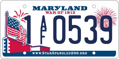 MD license plate 1AF0539