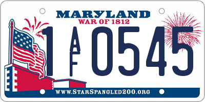 MD license plate 1AF0545