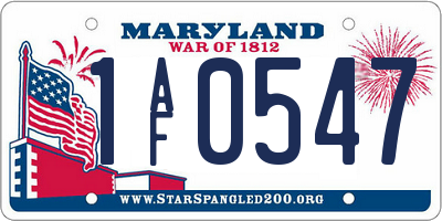 MD license plate 1AF0547
