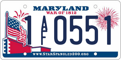 MD license plate 1AF0551
