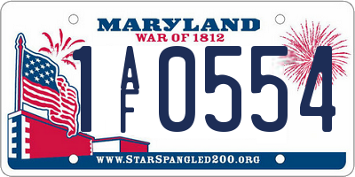 MD license plate 1AF0554