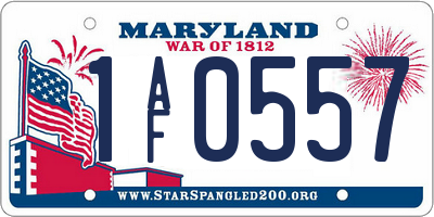 MD license plate 1AF0557