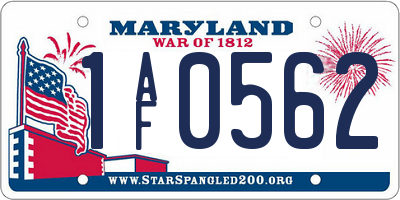 MD license plate 1AF0562