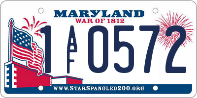 MD license plate 1AF0572