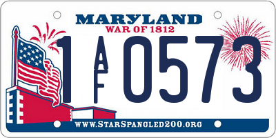MD license plate 1AF0573