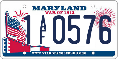 MD license plate 1AF0576