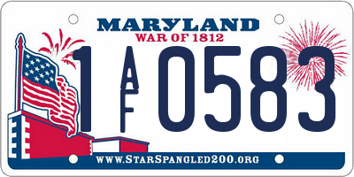 MD license plate 1AF0583