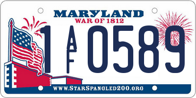 MD license plate 1AF0589