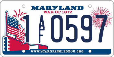 MD license plate 1AF0597