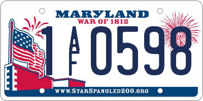 MD license plate 1AF0598