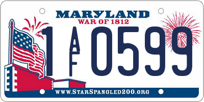 MD license plate 1AF0599