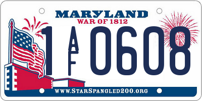 MD license plate 1AF0608