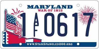 MD license plate 1AF0617