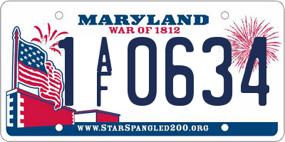 MD license plate 1AF0634