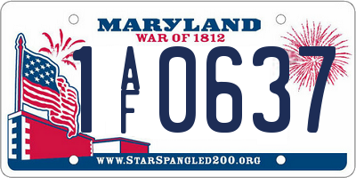MD license plate 1AF0637