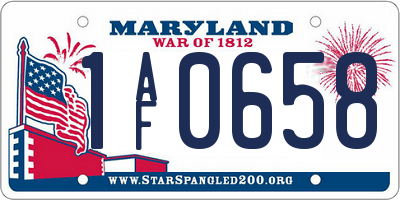 MD license plate 1AF0658