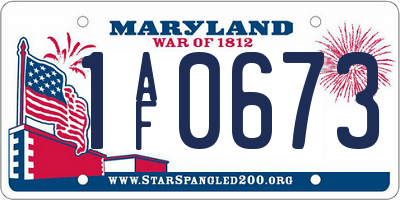 MD license plate 1AF0673