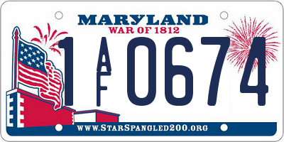 MD license plate 1AF0674